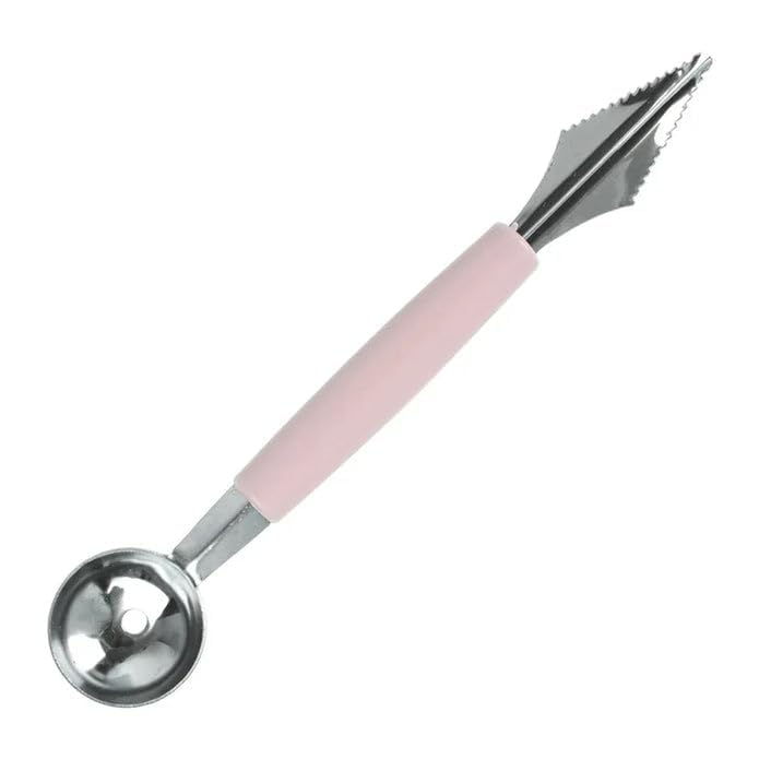 2 Pack Melon Baller & Fruit Carving Scoop Tool – Stainless Steel Double-Ended Fruit Scoop with Serrated Cutter for Watermelon, Cantaloupe, Dragon Fruit & Salad Decoration