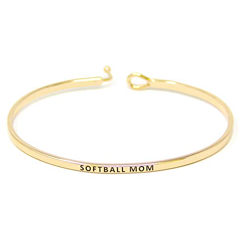 By You Sports Mom Inspirational Messages Engraved Thin Bangle Hook Bracelets  thumb #1
