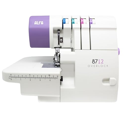 ALFA Remalladora-Overlock doméstica 8712 2/3/4hilos con Motor Servo sin escobillas/Energéticamente eficiente (ahorro de hasta un 70%)1300 ppm/Área de trabajo ampliada