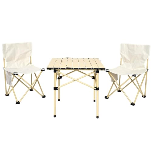 AltoBuy FOLDY - Set de Camping 1 Table Basse et 2 Fauteuils Pliables avec Sac de Transport