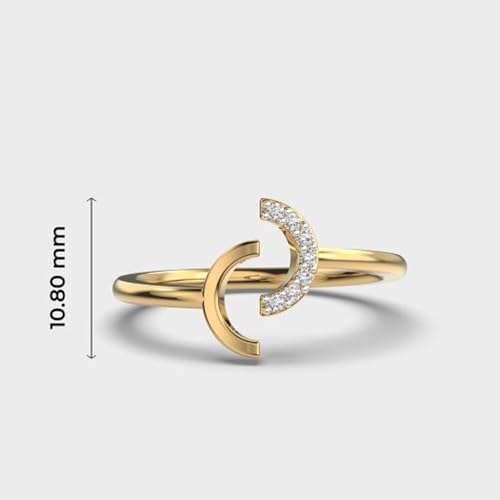 Bague solitaire phase de lune argent et moissanite fait main