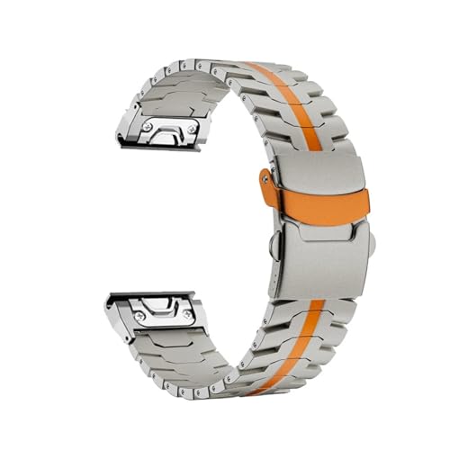 [PLYYQZM] 22mm 26mm���^���o���h��f�������t����BGar min �ɍ��� Fenix 8 51mm 7 7X 6 6X Pro 3 5 5X Plus�u �X�e�����X�X�g���b�v�ɓK�p(Titanium Orange,Quick Fit 2