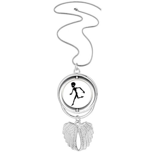 Collier ailes d'ange et extraterrestre en argent pour passionnés d'ufologie