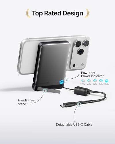 Image of INIU for MagSafe Slimmest Portable Charger, Original Qi2 Certified Wireless Fast Charging, 10000mAh 45W Power Bank with USB C Cable, Flight-Safe Battery Pack for iPhone 17-12 Series, Black