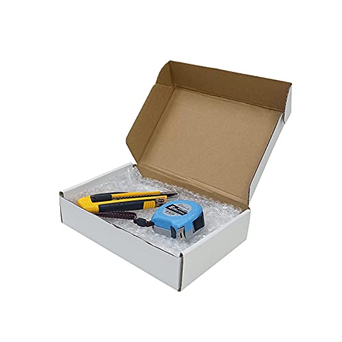 Image of RLAVBL 9x6x2 Inches Shipping Boxes Set of 25, White Small Corrugated Cardboard Box, Mailer Boxes for Packing Small Business