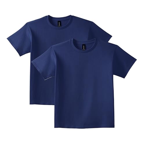 Gildan Youth Ultra Cotton T-Shirt, Style G2000B, 2-Pack, Navy, Medium