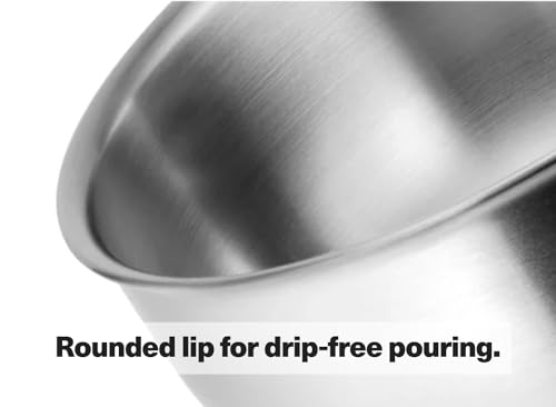 Image of Misen 5-Ply Stainless Steel Saucier with Lid - Induction-Compatible Pan with Curved Sides for Smooth Stirring - Oven Safe to 800F - Even Heat Distribution & Ergonomic Handle - 0.75 QT