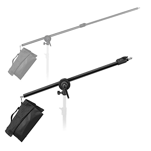LimoStudio 2.5 ft. to 5 ft. Telescoping Boom Arm, Swiveling Grip Head Stand Connector Mount, and Counterweight Sand Bag for Studio Photography Portrait Video, AGG3243