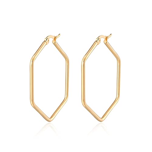 Bijoux d'oreille à la mode hexagonaux à offrir aux femmes et jeunes filles