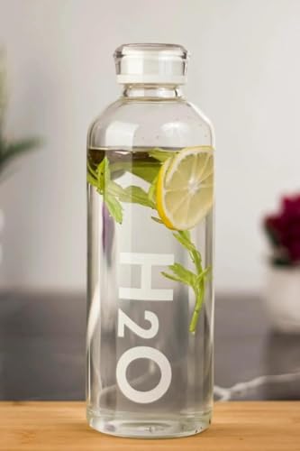 Matara, H2O Borosilikat Cam 1L Vakum Kapaklı Su Şişesi Suluk 1000 Ml