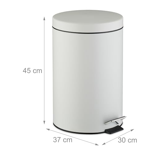 Image of Relaxdays Kitchen Bin 20 Litre with Lid Removable Inner Bucket Foot Pedal Matt Design Pedal Bin White