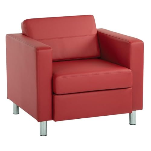 Pemberly Row Contemporary Armchair, Dillon Lipstick Red Vinyl, Faux Leather