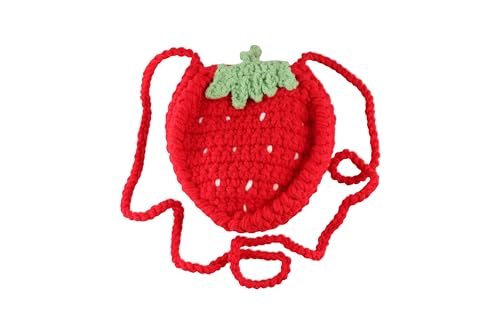 Strawberry Crossbody Bag - Small Knitted Fruit Purse, Novelty Cute Red Knitting Bag for Girls2