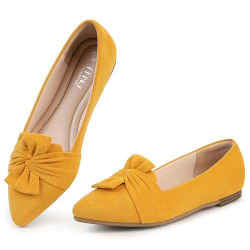 Image of MUSSHOE Comfortable Office Flats for Women: Pointed Toe Work Shoes with Memory Foam - Dressy Business Casual Slip On Flats for Commute & All Day Wear