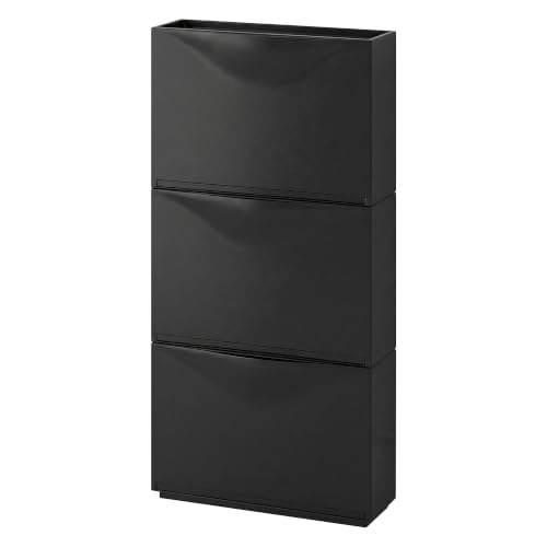 Image of TNT THE NEXT TREND Space Saving Shoe Rack Cabinet | Dustproof Flip Door Shoe Storage Organizer | Modern Minimal Shoe Stand for Entryway, Living Room, Bedroom & Hallway | Black Finish (Pack of 3)