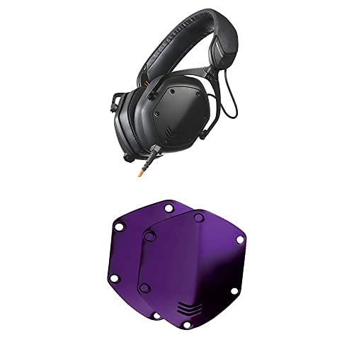 V-MODA Crossfade M-100 Master Over-Ear Headphone - Matte Black (M-100MA-MB) with Dark Purple Shiled Kit (OVKIT-PL)