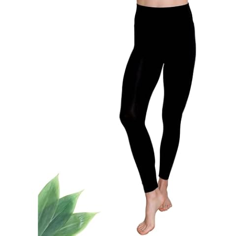 Fenrici Comfort Viscose Made from Bamboo Leggings for Women, Buttery Soft, High Waisted Lounge Baselayer with Temperature Control (Black, Large) Cover
