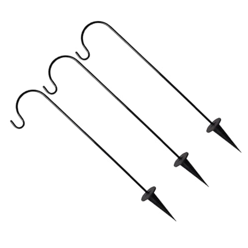 Toyvian 6個 鉄製園用地挿しフック 屋外対応 耐久性アイアン製 安定固定可能 バルコニー向けランタン 鉢植え掛け用ハンギングフック