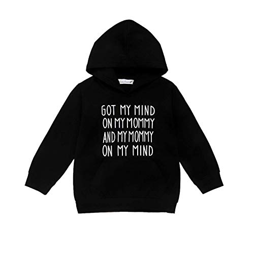 Unisex Kids Baby Boy Girl Hoodie Tops Long Sleeve Sweatshirts Black Hooded with Pocket Casual Fall Winter Clothes (B-Got My Mind, 2-3 Years)
