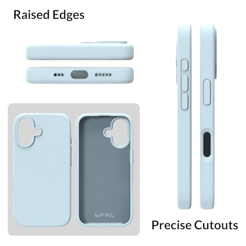 Image of SPRIG Compatible with iPhone 16 Premium SilkTone (Liquid Silicone) Back Cover Drop Tested Shock Proof Mobile Case for Men, Women, Boys and Girls with Camera Protection (Light Blue)
