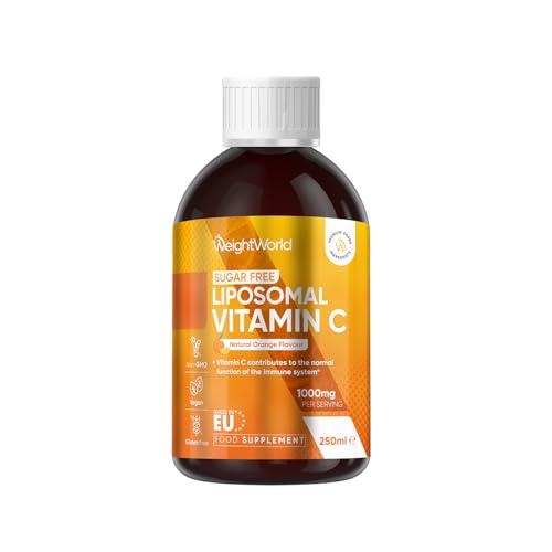 Liposomal Vitamin C Liquid - 250ml - Natural Orange Flavour - Sugar-Free & Gluten-Free - 1000mg per Serving - Easy-to-Absorb Sodium-L-Ascorbate Form - Non-GMO & Vegan-Friendly VIT C Supplements