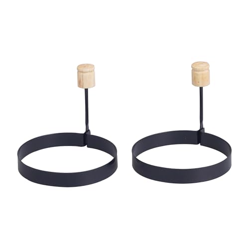 HIC Kitchen Non-Stick Fried and Poached Egg and Pancake Cooking Rings, Round Shaped, PFOA and BPA Free, Set of 2