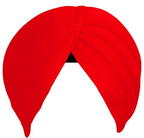 Men's 5 Meter with Silai Sikh/Punjabi Turban Pagri Dastar (Pack of 1) (Turban Red with Silai-5m_Red_Free Size)