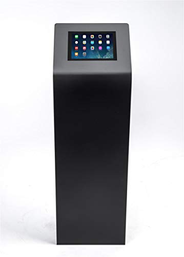 Image of Displays2go Floorstanding Digital Tablet Enclosure, Locking, Black, for 12.9 inch iPads and Surface Pro 3 & 4 (IPGRAND12BK)