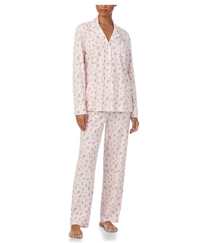 Lauren Ralph Lauren Women's Knit Sleeve Notch Collar Long Pant Pajama Set