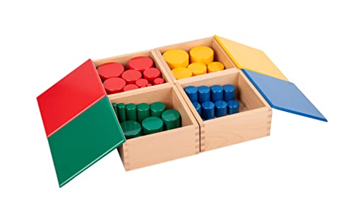 Image of Montessori Wooden Knobless Color Cylinder Blocks, Baby Games Stacked Arrangement Block, Stacking Toys for Toddler 1-3 Activities, Educational Toys (Set of 4)