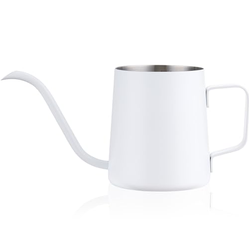Image of Watering Can for Indoor Plants, Indoor Watering Can with Long Spout and Handle Rust-Proof 304 Stainless Steel Material (350ml /12oz-White)