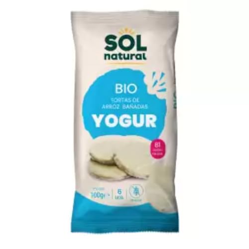 SOLNATURAL Tortas de Arroz Bañadas, con Yogur Natural, sin Gluten - Paquete de 12 x 100 gr - Total: 1200 gr