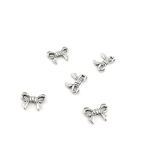 50 Pcs Jewelry Making Charms HQB02 Bow Tie Bowtie Antique Silver Fashion Finding for Necklace Bracelet Pendant Crafting Earrings