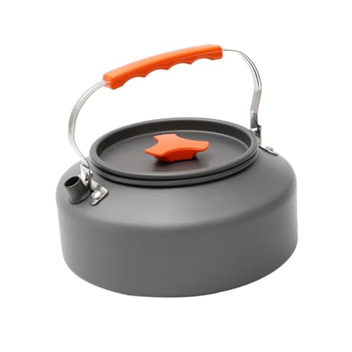 POPETPOP Portable Camping Kettle with Collapsible Handle Lightweight Outdoor Tea Pot for Travel Non Skid Heat Insulated Grip for Boiling Water at