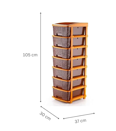 Image of 7XL Plastic Modular Drawer System for Home, Office, Hospital, Parlor, School, Doctors, Home and Kids, Product Dimension When Asembeled (30Cmx37Cmx105Cm) (Chocolate Brown, 7XL)