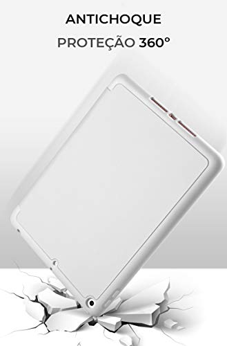 WB Capa iPad 7a, 8a e 9a Geração 10.2″ - Premium Slim Antichoque com Compart. para Pencil - Cinza
