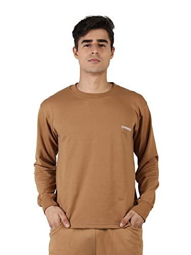 Image of CHKOKKO Men's Terry Cotton Loose Fit Full Sleeves Regular Fit T-Shirt