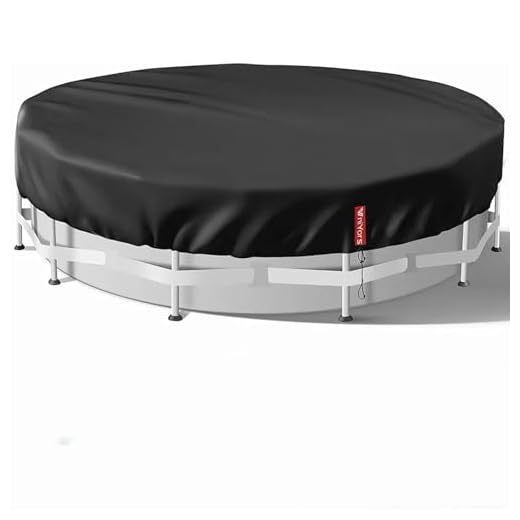 24 Ft Solar Pool Cover for Above-Ground Pool, Inground Pool, and Hot Tub, Black Heavy-Duty Waterproof Dustproof Inflatable Round Pool Cover with Drawstring, Cable Straps, and Ground Nails