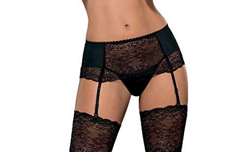 31H6bZLpAvL - Selente Love & Fun Liga delicada para mujer con braga fina en conjunto de lencería seductor en caja de regalo Negro S-M