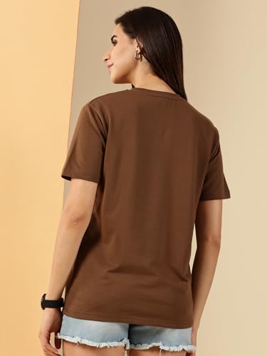 Image of Women's Pure Cotton Relaxed Fit V-Neck Half Sleeve T-Shirt | Gym Wear Casual Look T-Shirt | Regular Fitting with Comfort Wear for Women