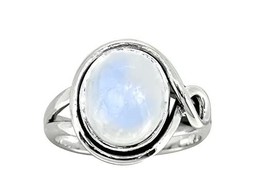 YoTreasure 10x12 MM Rainbow Moonstone in 925 Sterling Silver Solitaire Ring3