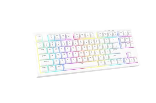Image of AZOTH Onyx White 87 Keys Gaming Membrane Keyboard, RGB Backlit with 9 Modes, Type C Wired, 26-Key Anti-Ghosting, ABS+PC Keycaps, Compact Layout, Braided Cable, USB for PC Laptop Desktop