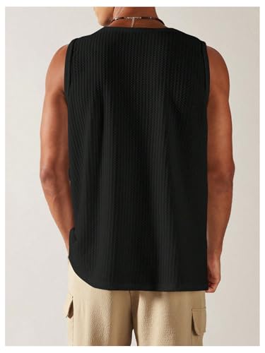 Verdusa Men's Sleeveless Square Neck Waffle Basic Tank Tops Undershirt2