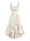SOLY HUX Women's Layered Ruffle Hem Dress Sleeveless Ruched Asymmetrical Long Party Dresses Pure Apricot Small