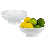 Iyulania 21 oz Porcelain Footed Bowls Set of 2, 6.65″ White Serving Bowls with Pedestal for Cereal, Salad, Snacks