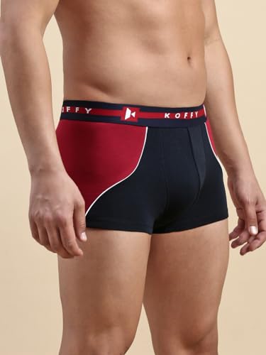 Image of KOFFY Pliable Cotton Modal Colorblocked Mini Trunk with Seamless Waistband