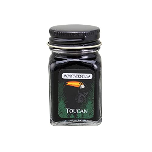 Image of Monteverde Jungle Fountain Pen Ink, 30ml, Toucan (Black) | Animal-inspired fountain pen ink with bold color, smooth flow, and creative writing personality.