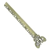 AKOOSY アンティーク属イチョウと蝶デザイン定規 ブックマーク兼用 製 耐久性と精巧な工芸 読書愛好家向けページマーカー