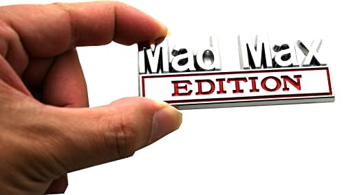 Image of Pair Metal Mad Max Edition Decal Emblems 3D Letters Badge Truck Adhesive Conservative Stickers, Funny Decals Adhesive Letters Fit for Vehicle, Truck, SUV, Door Decoration (Chrome Red)