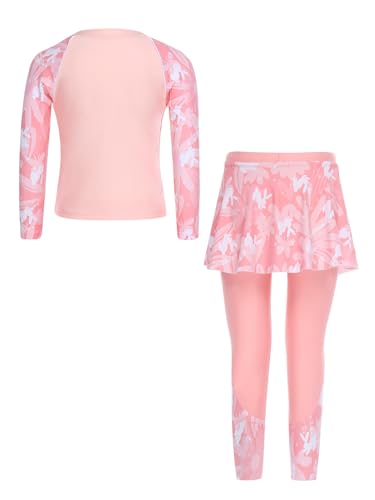 Big Girls 2 Pieces Rash Guard Sets UPF 50+ Swim Top with Skirts Leggings Modest Swimsuits2